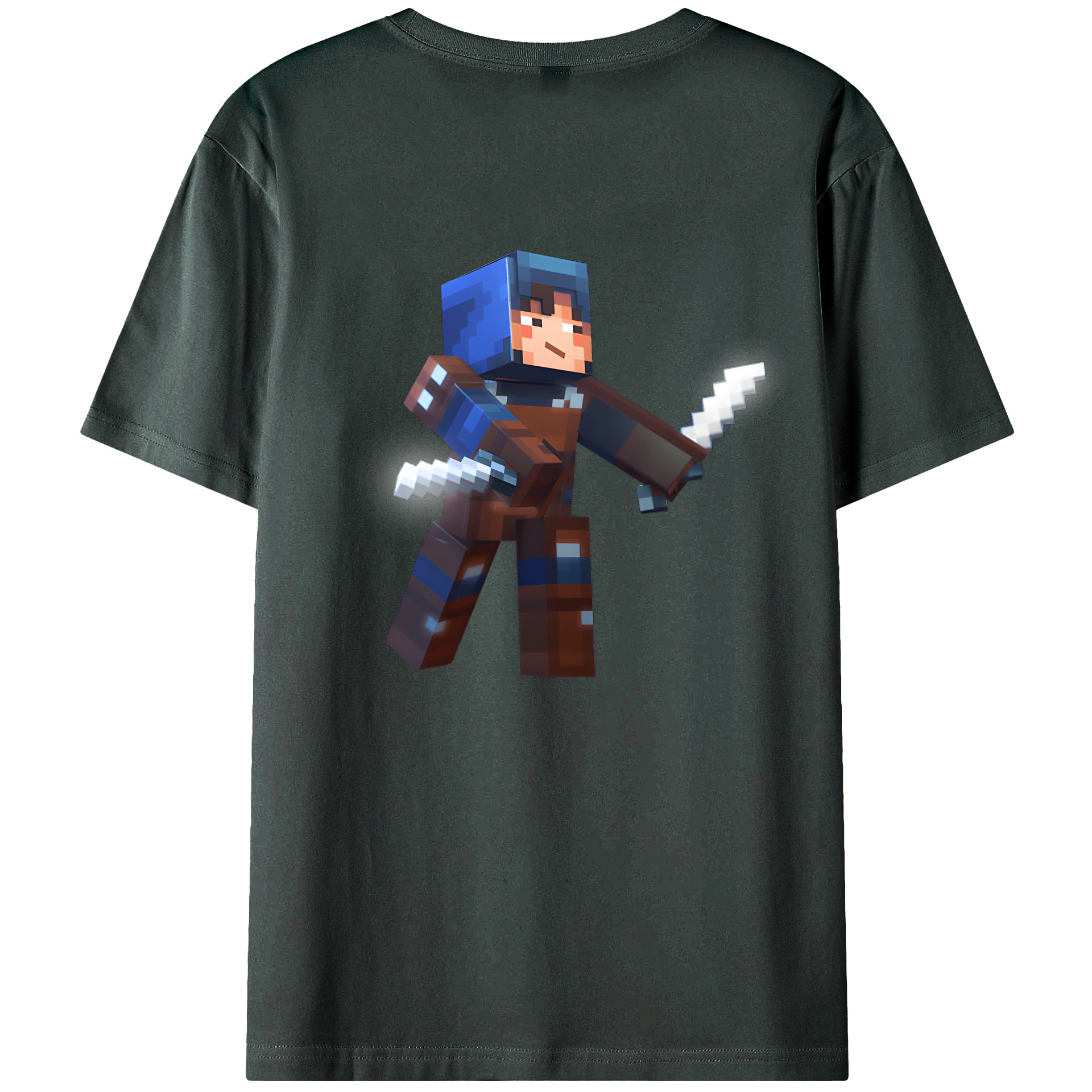 （画像用） マインクラフト ブロックの世界 Minecraft MC Block world 綿100％ メンズ半袖Tシャツ（バックプリント） 通気性